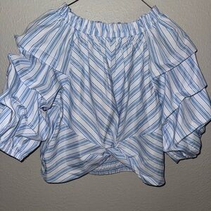 Striped Off-Shoulder Ruffle Top